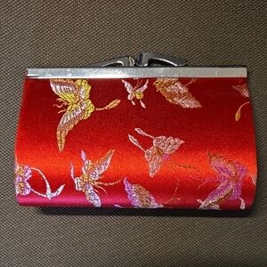 Red Satin Butterfly Clasp Mini Clutch Purse
